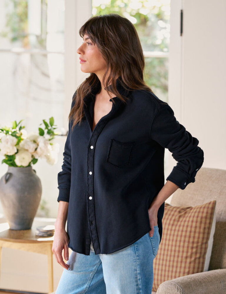 FRANK & EILEEN TRIPLE FLEECE RELAXED BUTTON UP IN BRITISH ROYAL NAVY