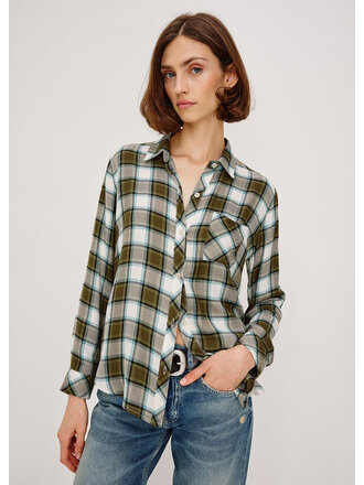 RAILS HUNTER PLAID IN OLIVE STONE BLUE