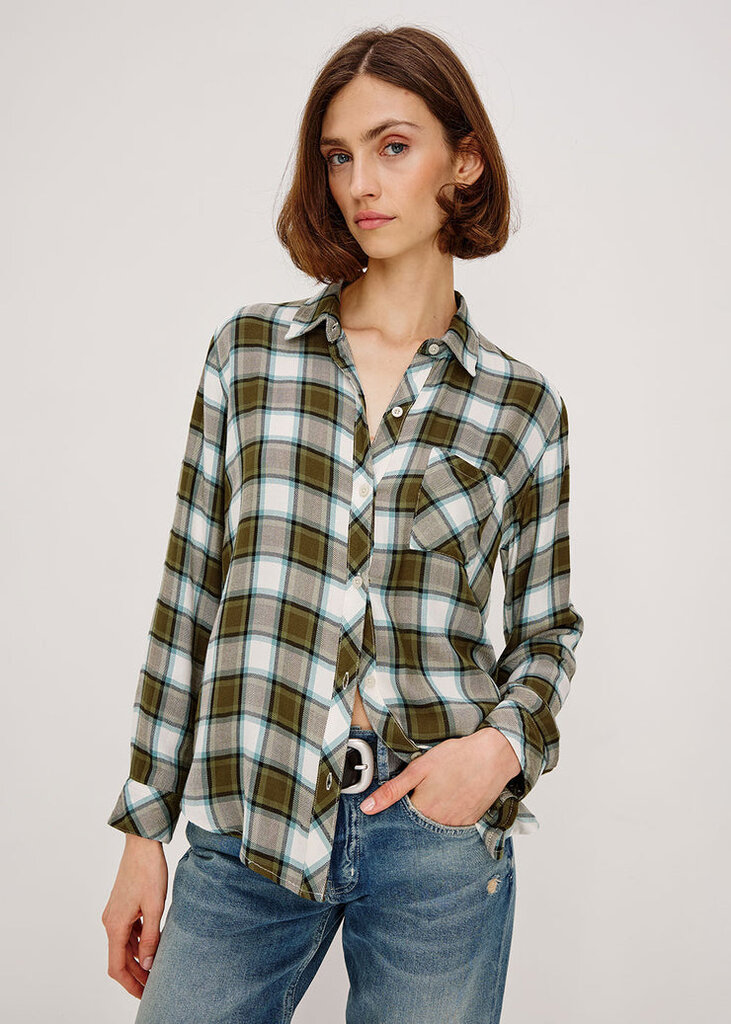RAILS HUNTER PLAID IN OLIVE STONE BLUE