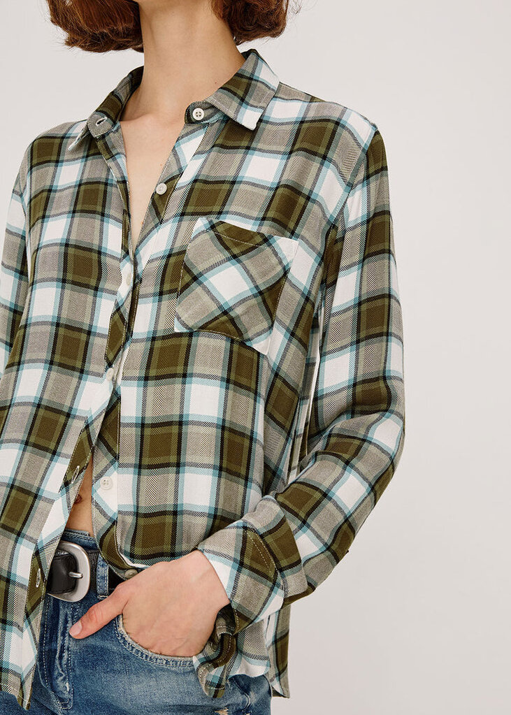 RAILS HUNTER PLAID IN OLIVE STONE BLUE
