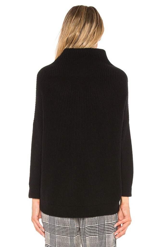 AUTUMN CASHMERE HALF CARDIGAN STITCH FUNNEL NECK IN BLACK