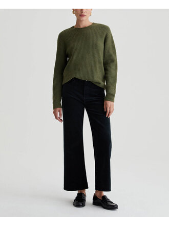 AG SAIGE WIDE LEG CROP CORD IN SUPER BLACK