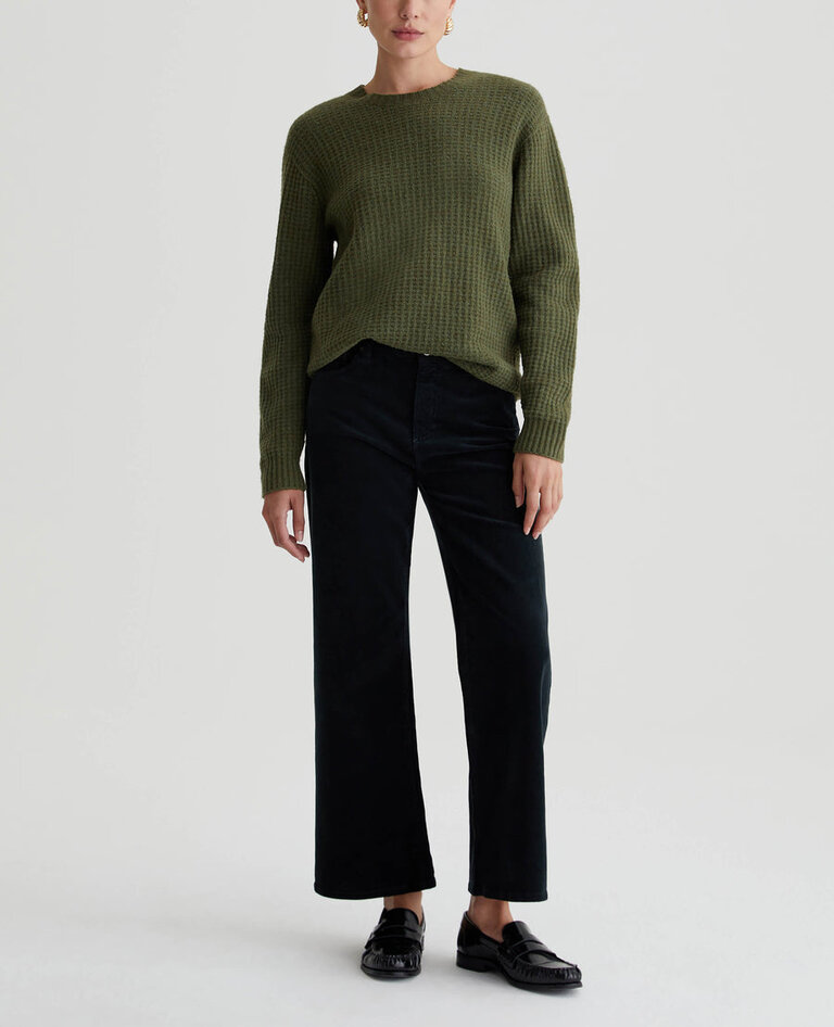 AG SAIGE WIDE LEG CROP CORD IN SUPER BLACK