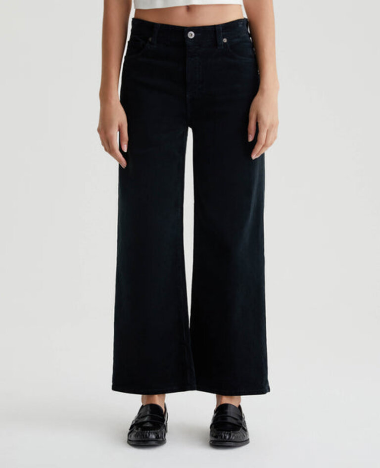 AG SAIGE WIDE LEG CROP CORD IN SUPER BLACK