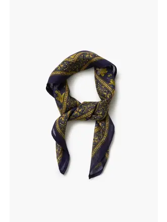 CHAN LUU LILY FLORAL BANDANA IN MEDIEVAL BLUE