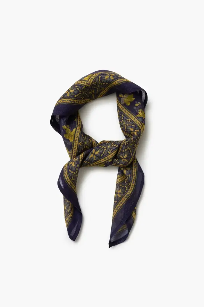CHAN LUU LILY FLORAL BANDANA IN MEDIEVAL BLUE
