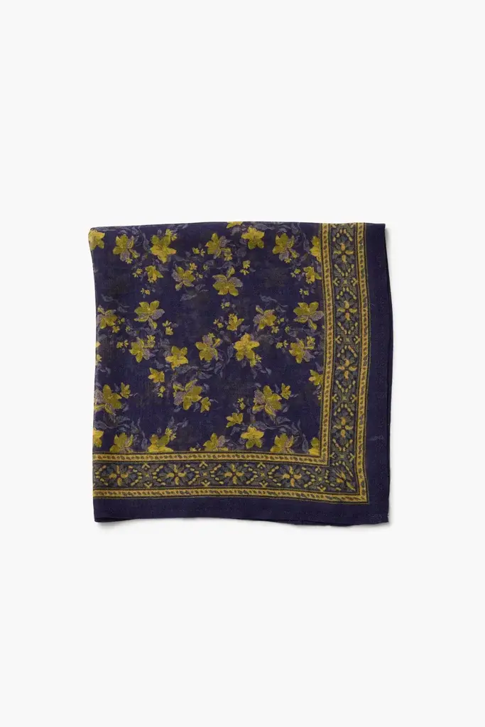 CHAN LUU LILY FLORAL BANDANA IN MEDIEVAL BLUE