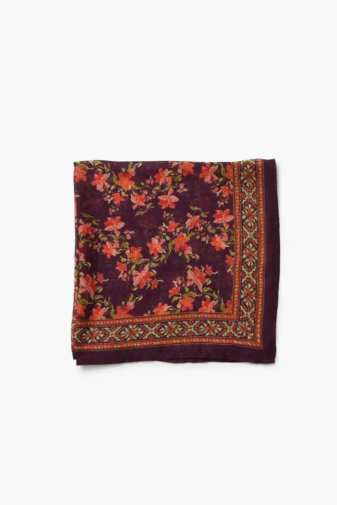 CHAN LUU LILY FLORAL BANDANA IN PLUM