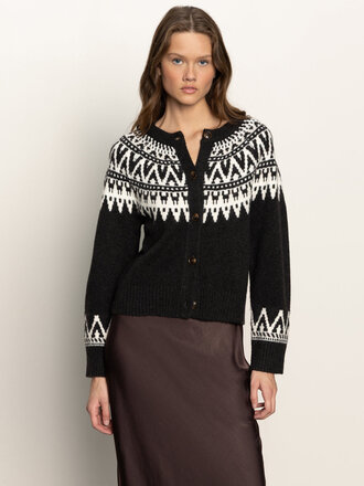 SANCTUARY FAIRISLE CREWNECK CARDI IN INK MULTI