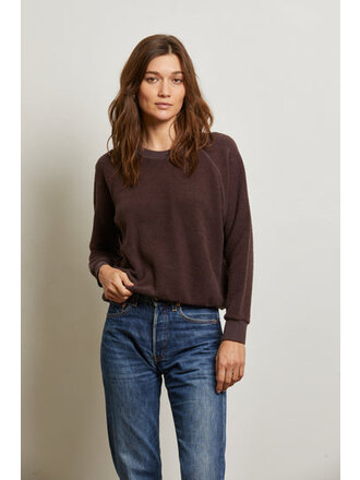 PERFECT WHITE TEE ZIGGY INSIDE OUT FLEECE SWEATSHIRT IN COCOA
