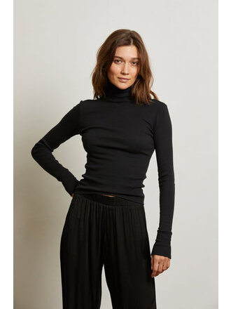 PERFECT WHITE TEE HAYDEN LUXE RIB TURTLENECK IN TRUE BLACK