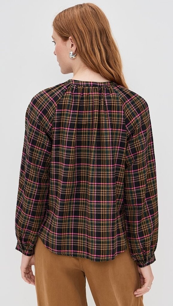 XIRENA DARA TOP IN ESPRESSO PLAID