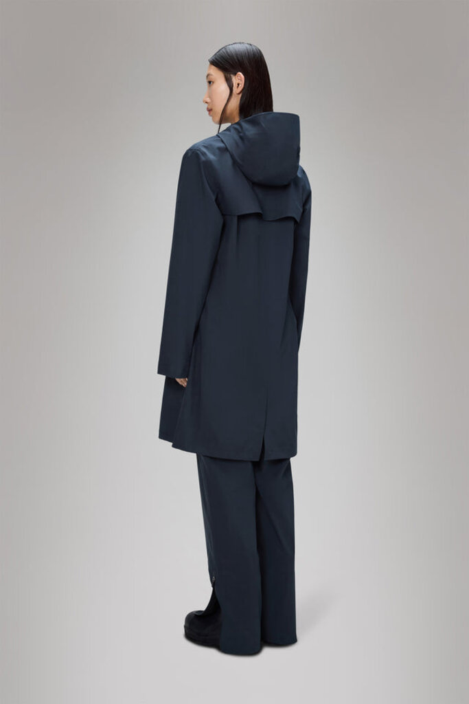 RAINS RAINS SUVA HARDSHELL LONG W JACKET IN NAVY
