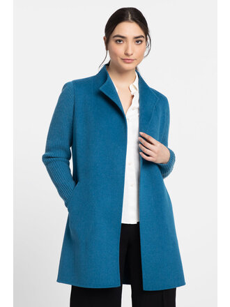 KINROSS RIB SLEEVE COAT IN SAPPHIRE