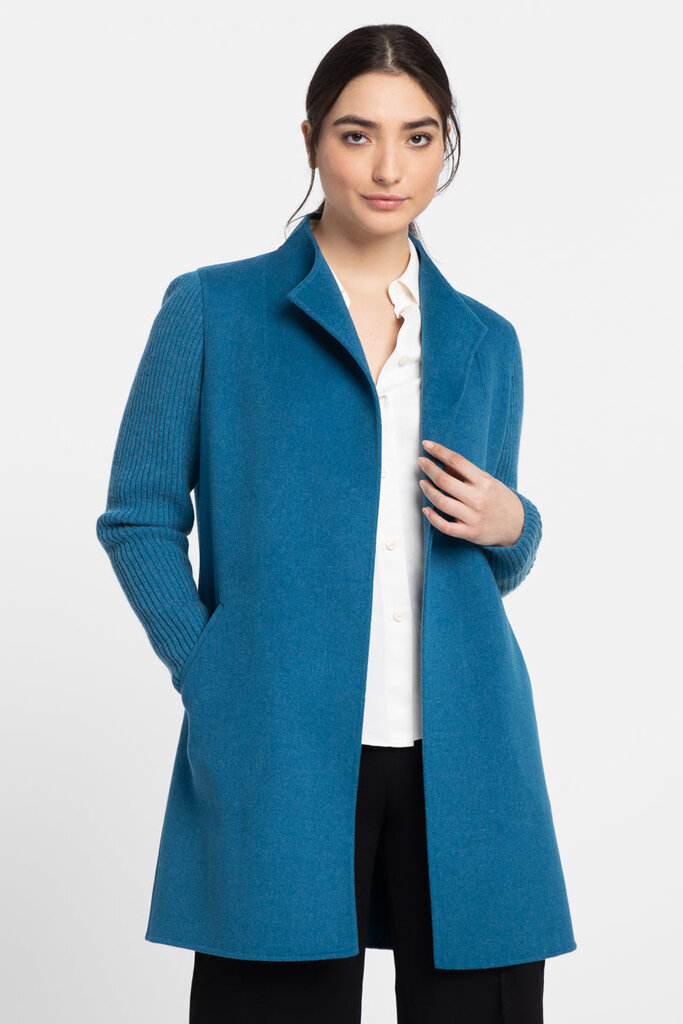KINROSS RIB SLEEVE COAT IN SAPPHIRE