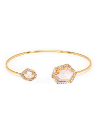 TAI JEWELRY GOLD HEXAGON OPEN BRACELET PEACH