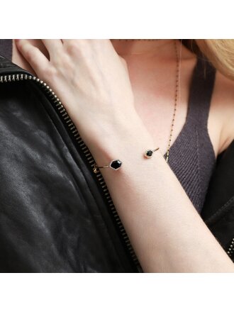TAI JEWELRY GOLD HEXAGON OPEN BRACELET JET
