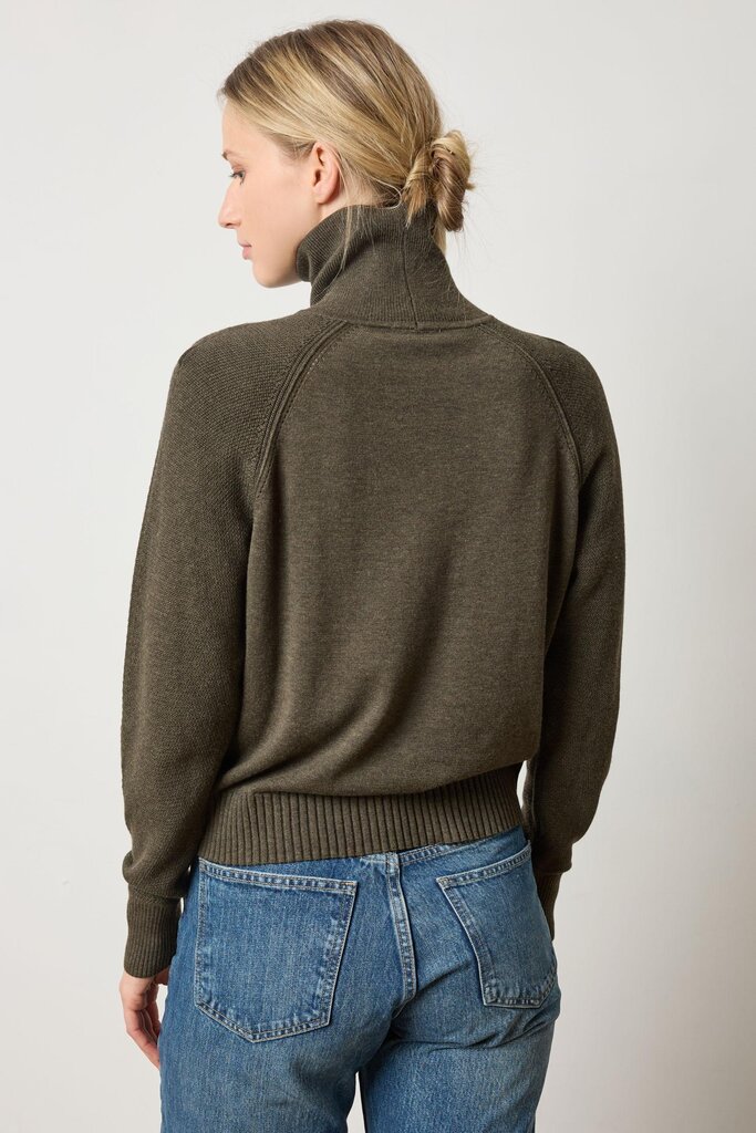 LILLA P RELAXED TURTLENECK SWEATER IN FIR