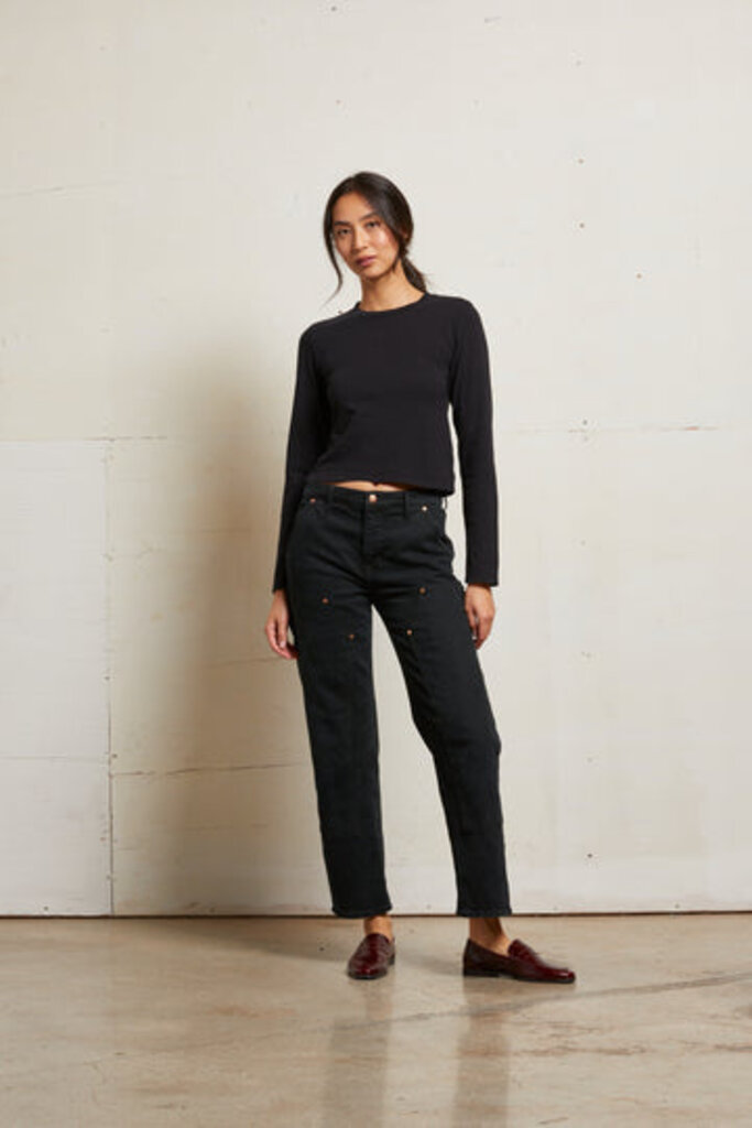 PERFECT WHITE TEE JAMIE COTTON LONG SLEEVE CREW IN TRUE BLACK