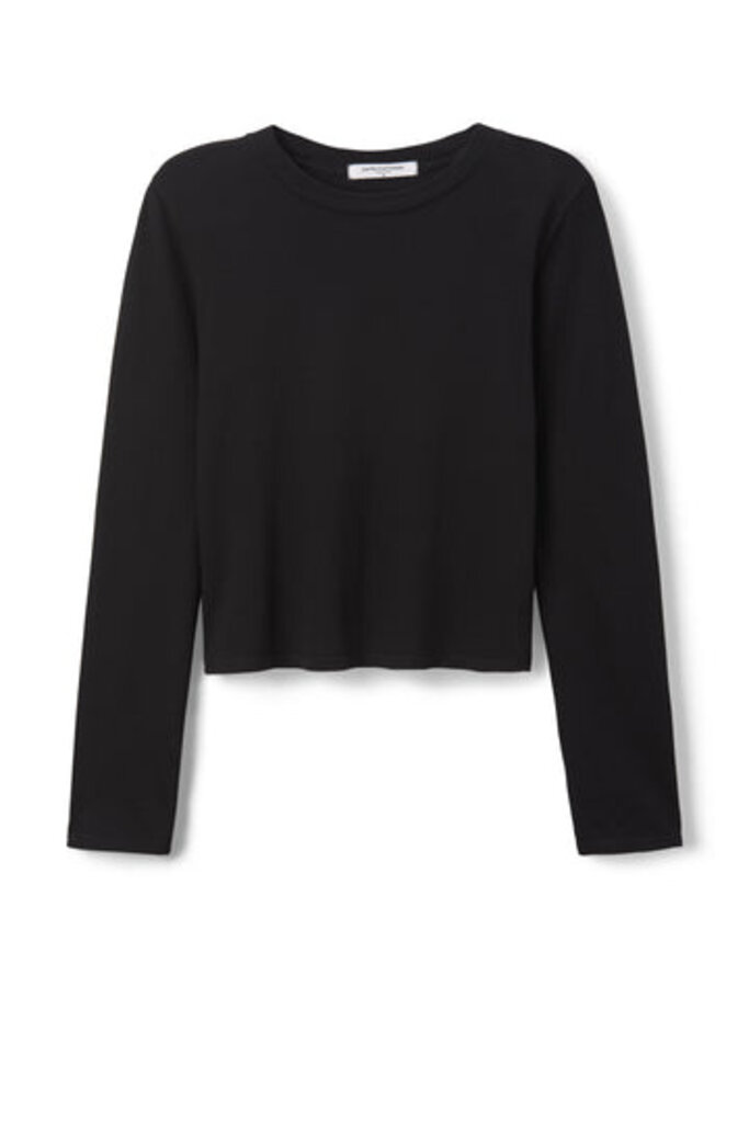 PERFECT WHITE TEE JAMIE COTTON LONG SLEEVE CREW IN TRUE BLACK