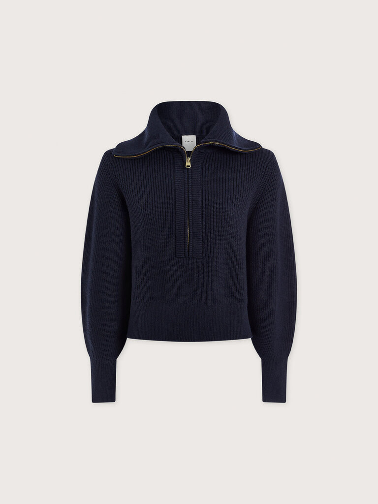 VARLEY MAURA HALF ZIP RIB KNIT IN NAVY
