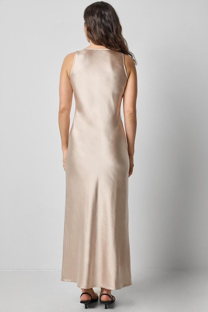 LILLA P SATIN BIAS MAXI DRESS IN ANGORA