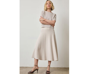 LILLA P FLARED KNIT SKIRT IN MIST - Leaf & Petal/Cassis