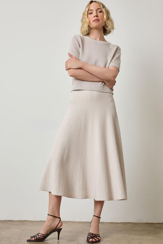 LILLA P FLARED KNIT SKIRT IN MIST