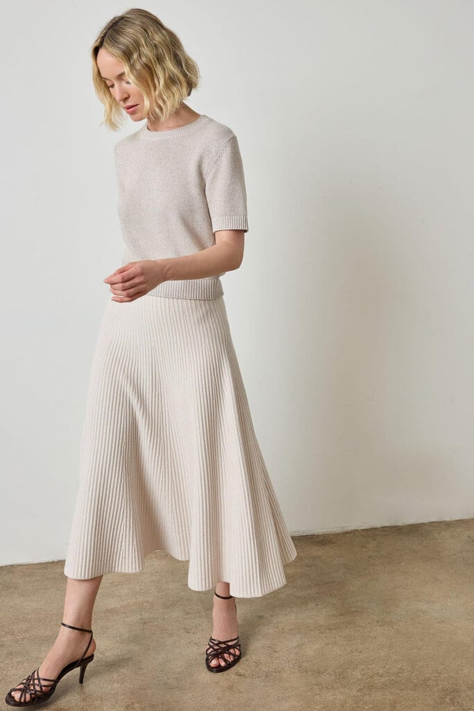 LILLA P FLARED KNIT SKIRT IN MIST