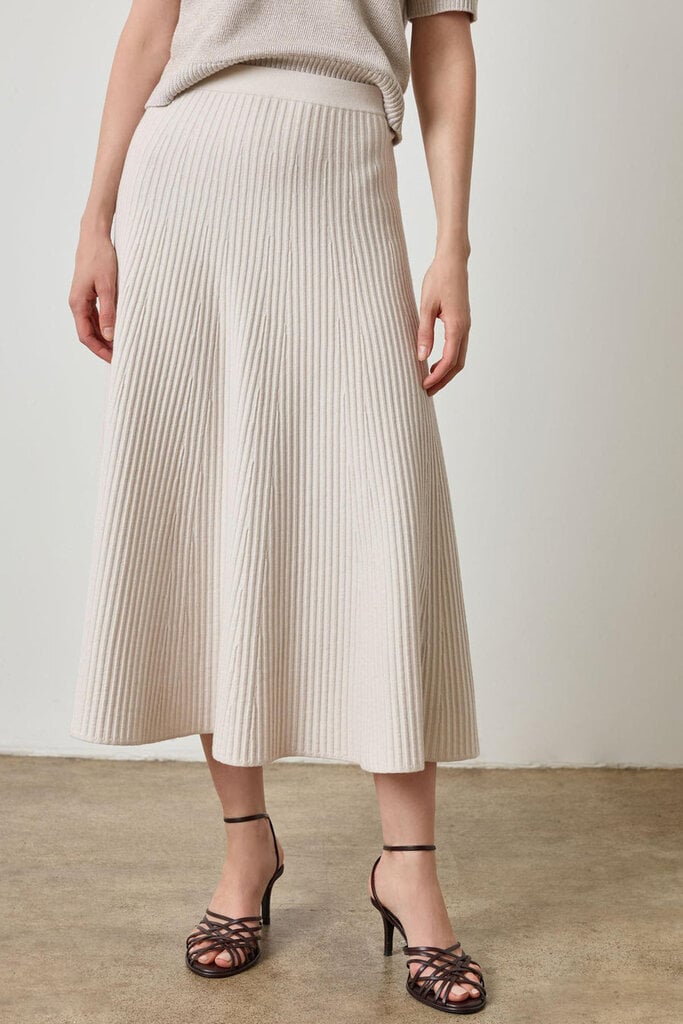 LILLA P FLARED KNIT SKIRT IN MIST