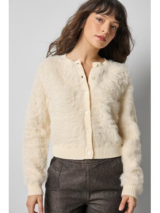 LILLA P LILLA P BRUSHED CREWNECK CARDIGAN