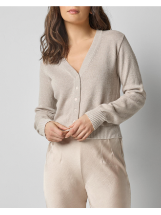 LILLA P V-NECK SPARKLE CARDIGAN IN MIST