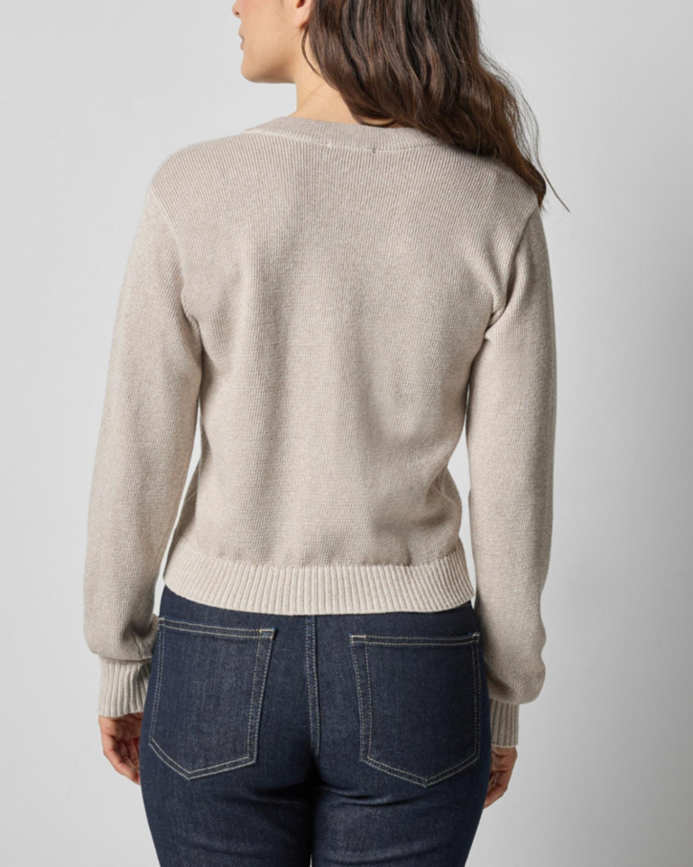 LILLA P V-NECK SPARKLE CARDIGAN IN MIST