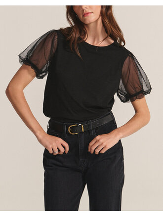 VELVET JUSTINE07 PUFF  S/S TOP IN BLACK