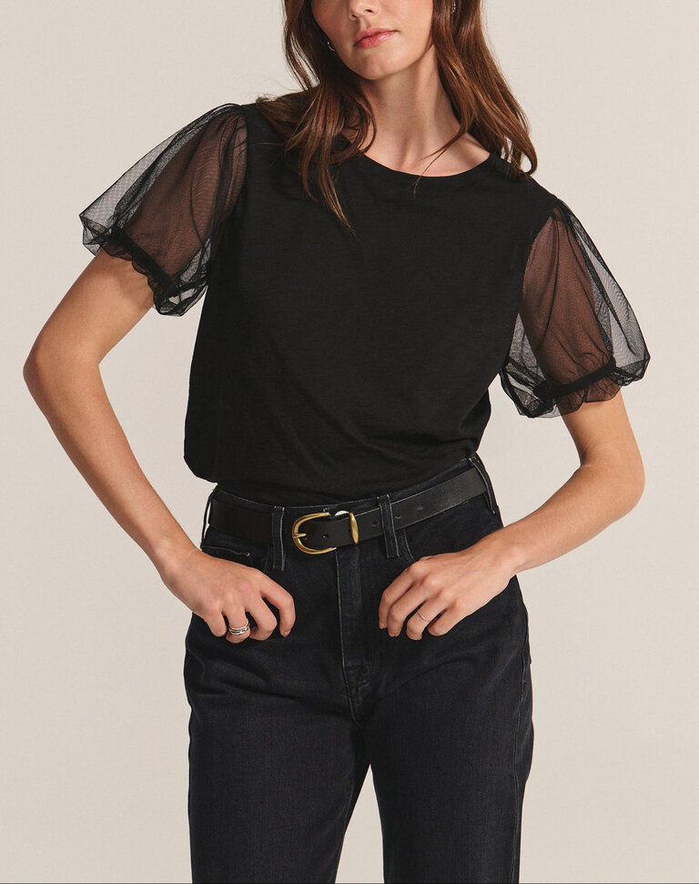 VELVET JUSTINE07 PUFF  S/S TOP IN BLACK