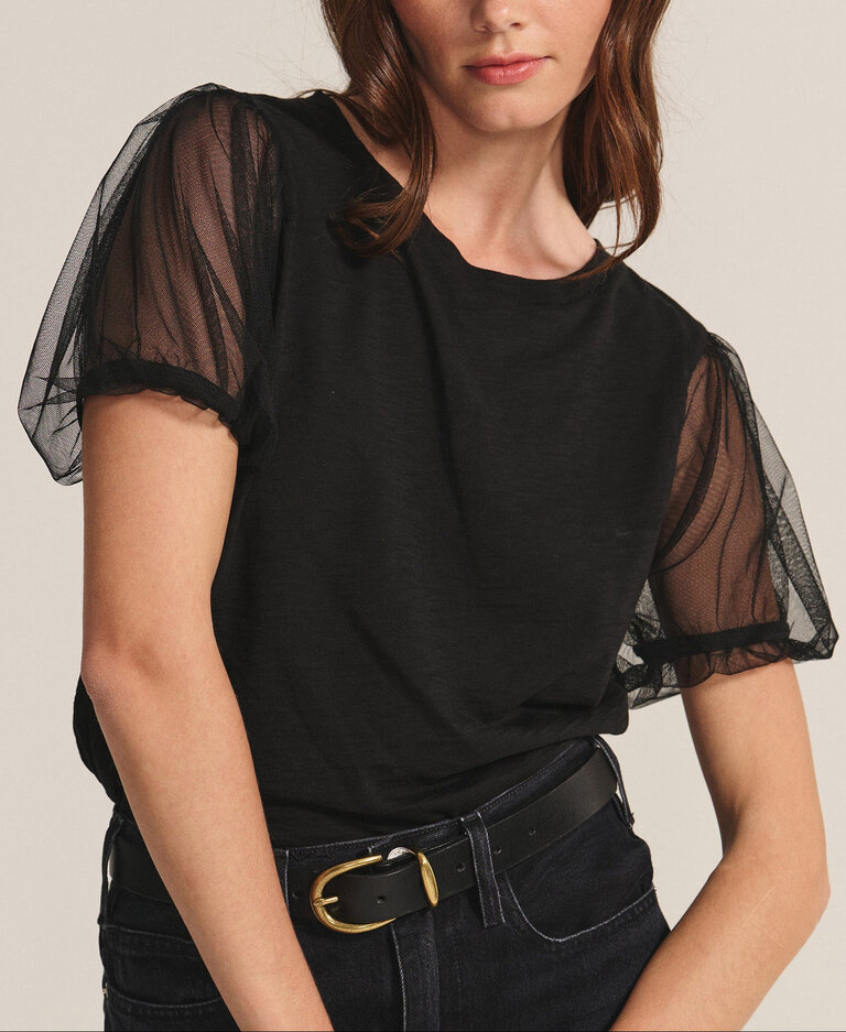 VELVET JUSTINE07 PUFF  S/S TOP IN BLACK