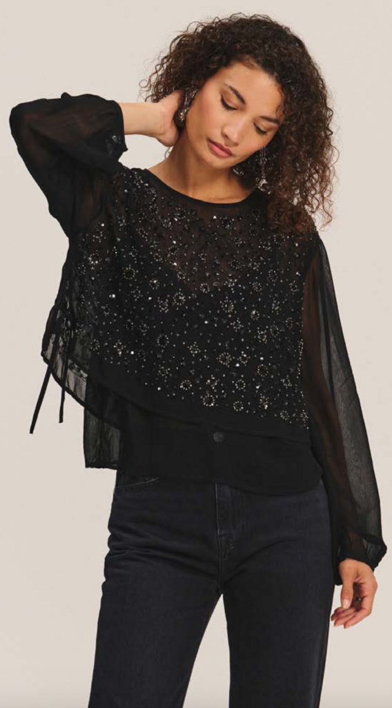 VELVET MARLOWE07 L/S CREW TOP IN BLACK