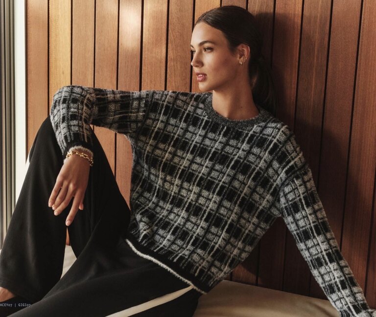 VELVET VELVET LACEY07 L/S CREW IN PLAID