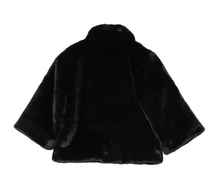 ECHO SHEARED MINK FAUX FUR JACKET IN BLACK