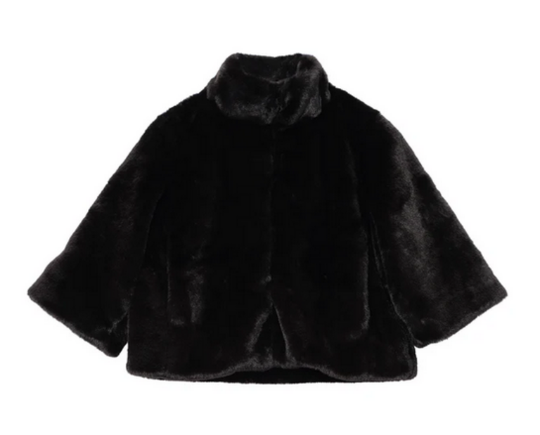 ECHO SHEARED MINK FAUX FUR JACKET IN BLACK