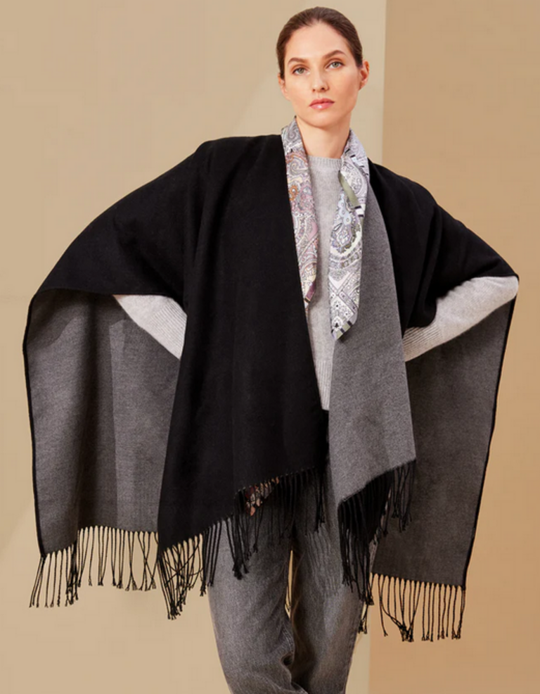 ECHO DOUBLE-FACE RUANA IN BLACK