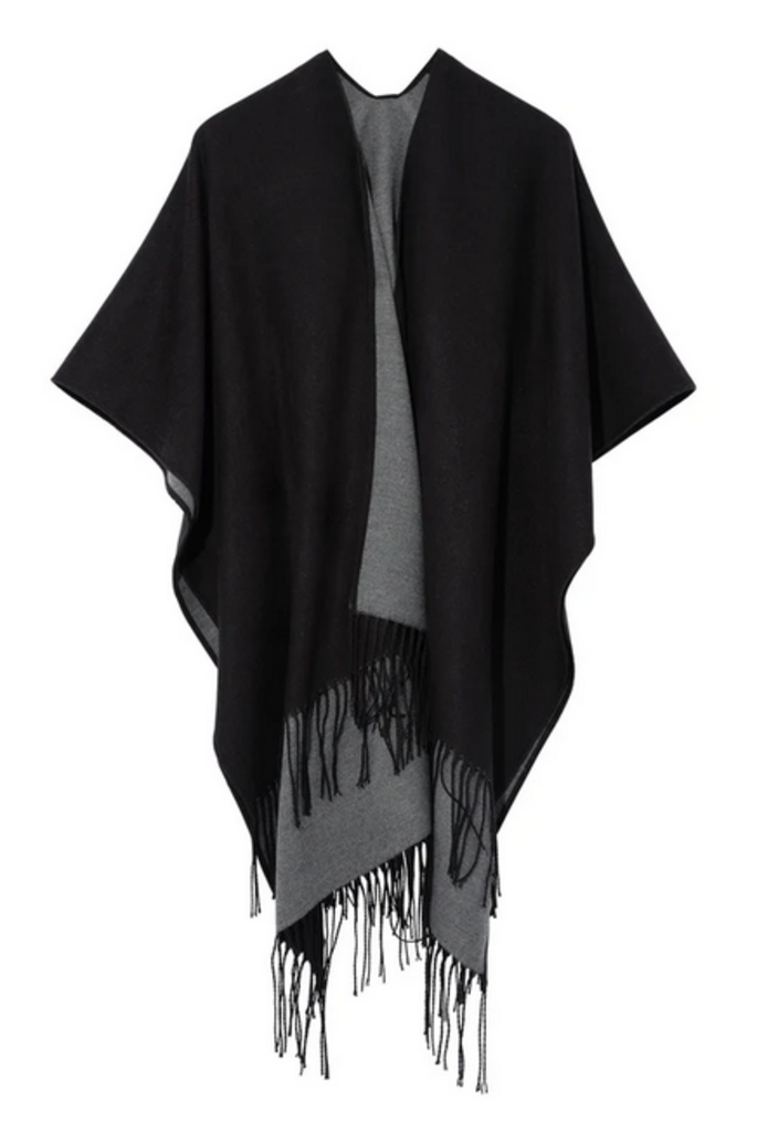 ECHO DOUBLE-FACE RUANA IN BLACK