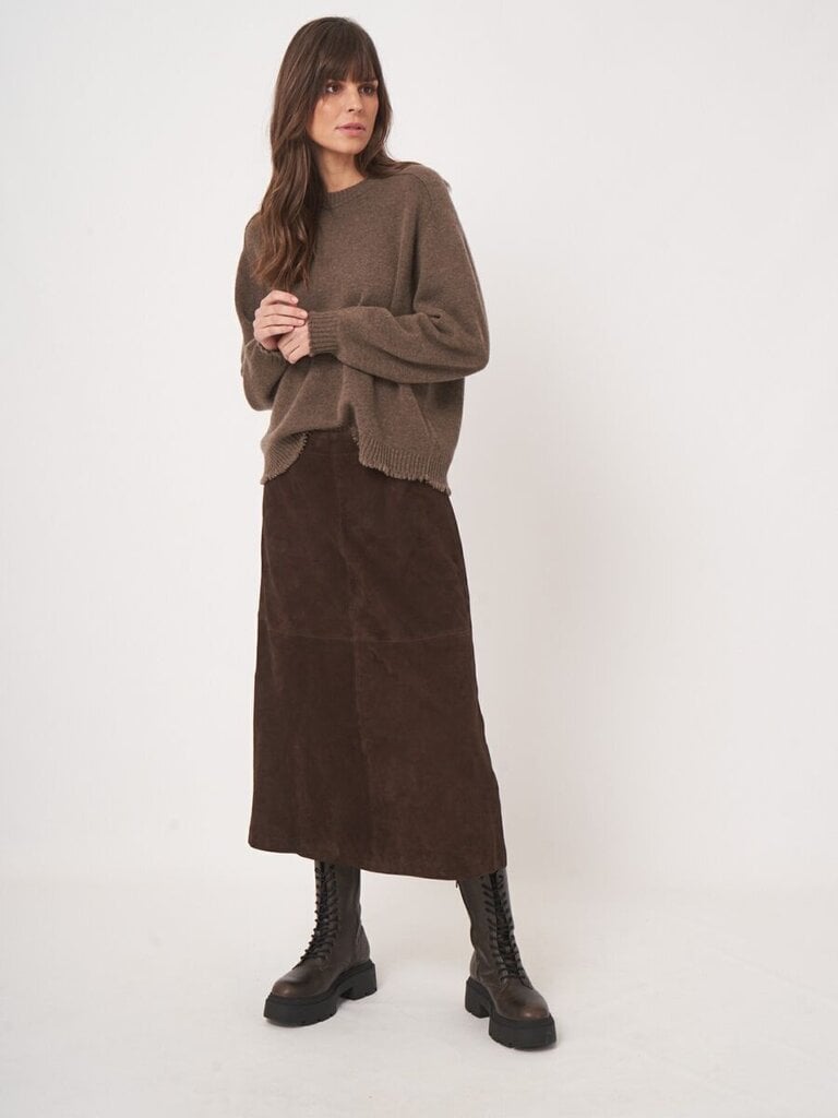 REPEAT A-LINE SUEDE LEATHER SKIRT IN MORRO