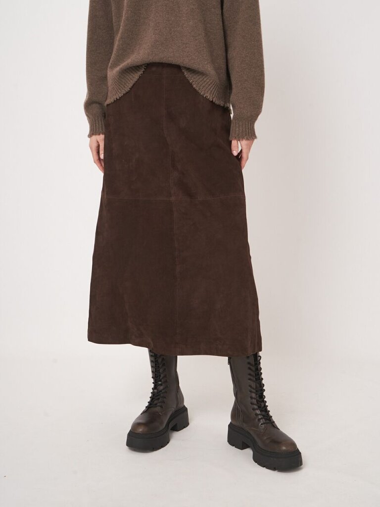 REPEAT A-LINE SUEDE LEATHER SKIRT IN MORRO