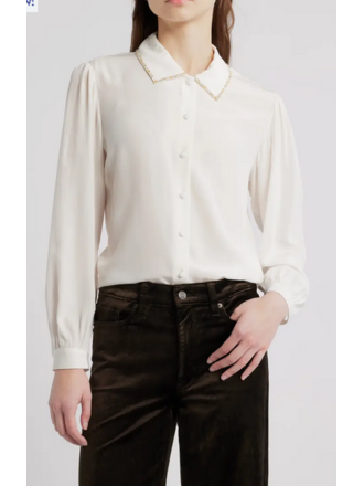 BEADED STAPLE BLOUSE IN CREAM