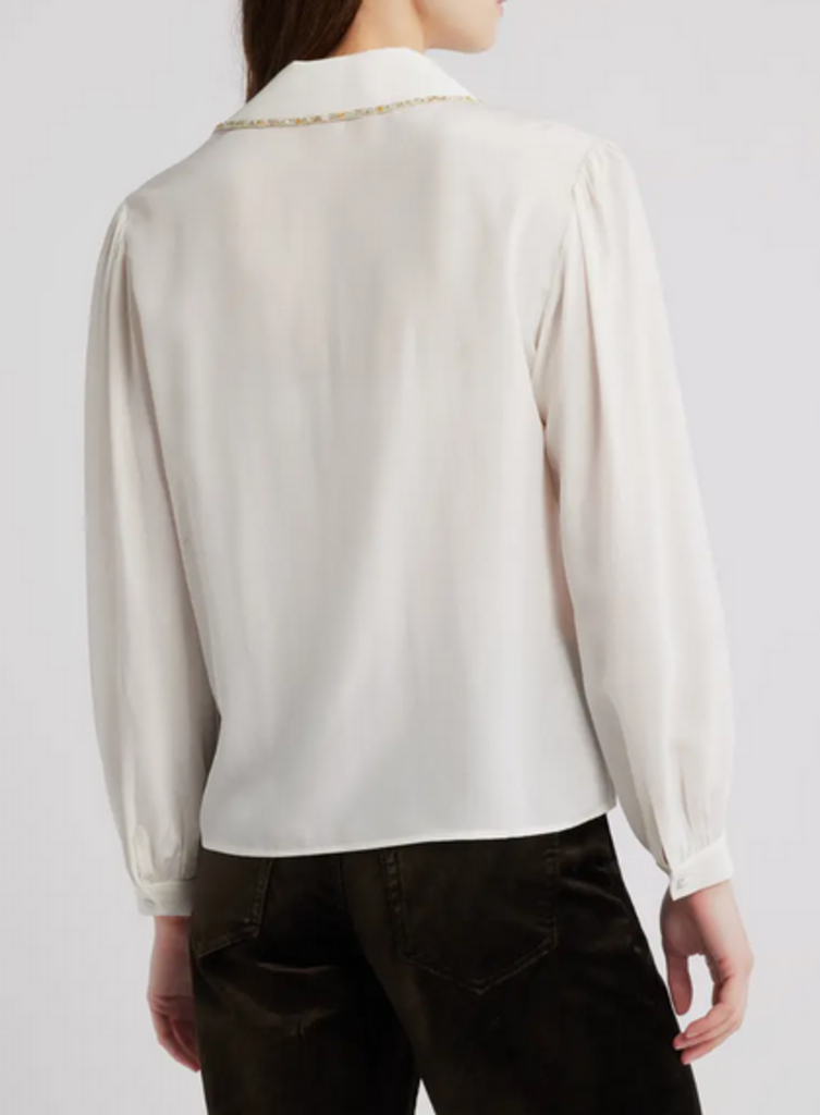 BEADED STAPLE BLOUSE IN CREAM