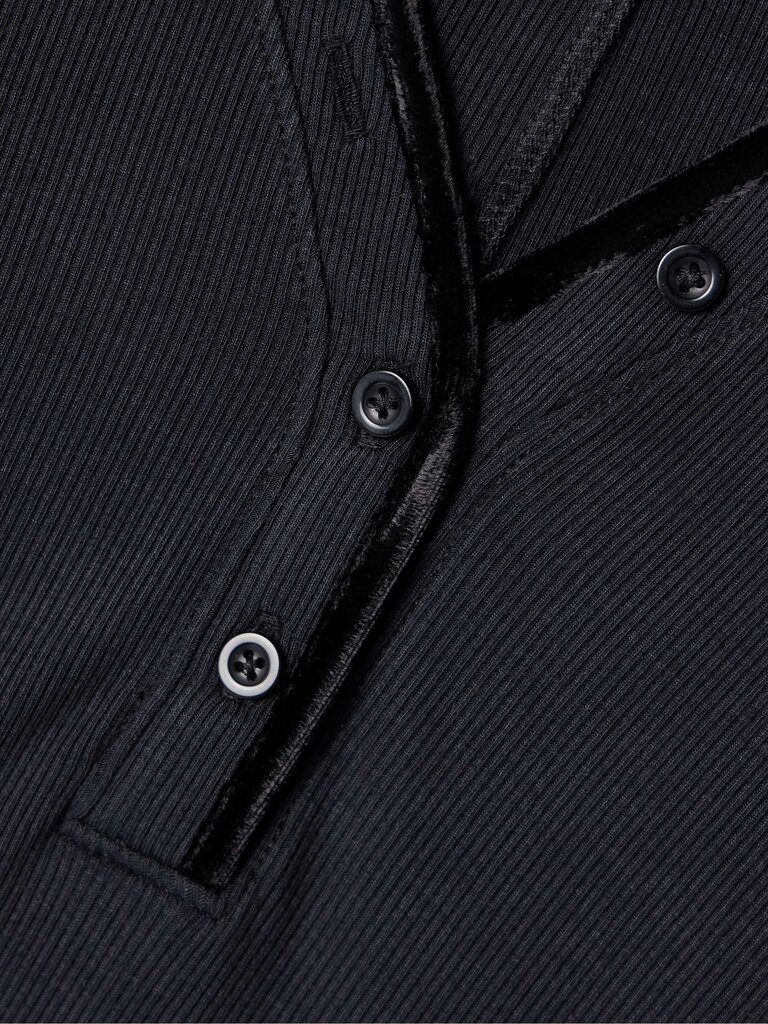 VELVET TRIM HENLEY IN BLACK