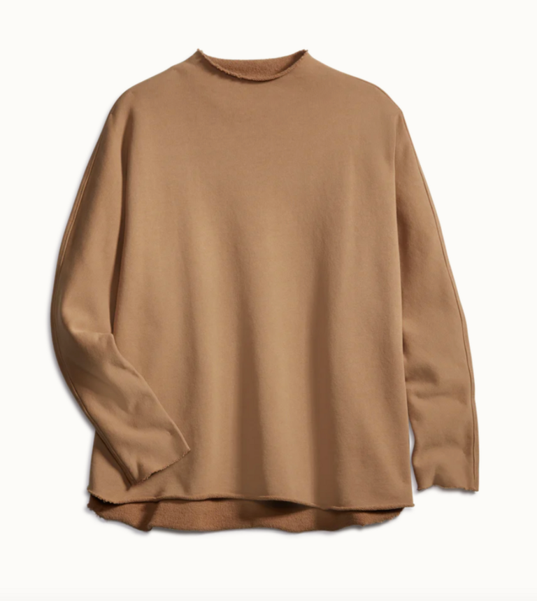 FRANK & EILEEN EFFIE L/S FUNNEL NECK CAPELET IN CAMEL