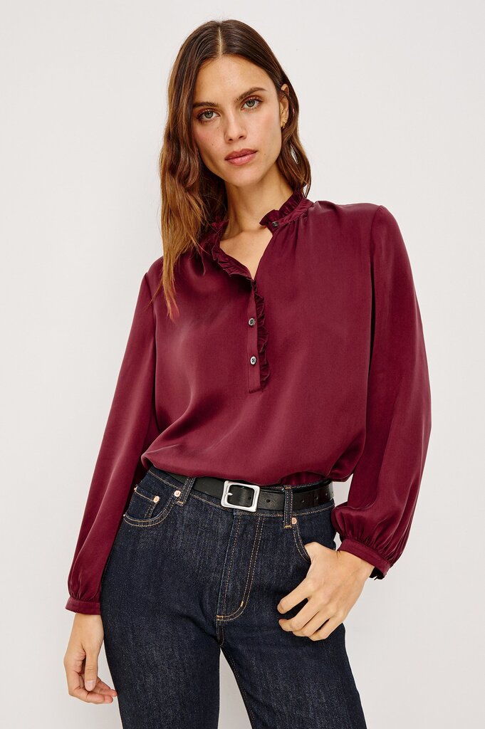 RAILS SIEN RUFFLE EDGE TOP IN GARNET