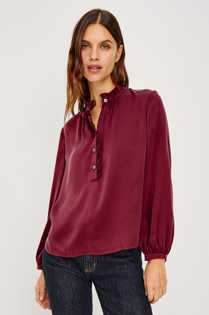 RAILS SIEN RUFFLE EDGE TOP IN GARNET